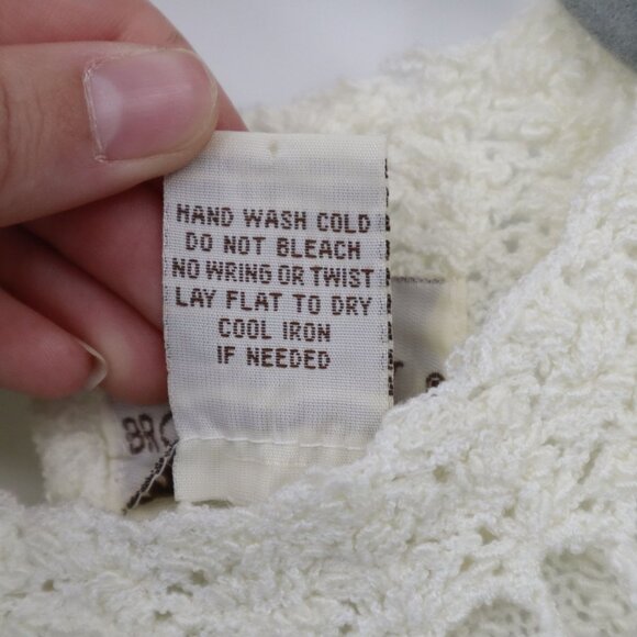 Brownstone Studio Crochet Sweater Women L Ivory Twee Grannycore Boho Vintage - Picture 7 of 16